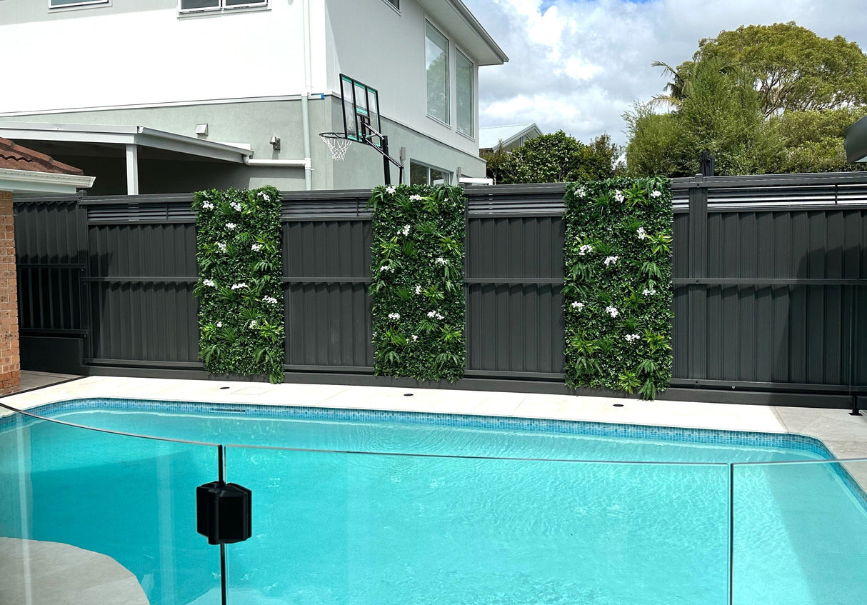 Sample Panel of Snowy White Artificial Vertical Garden (Small Sample) Commercial Grade UV Resistant from Designer Plants USA