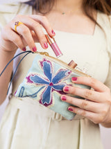 Enchanting Azure Embroidered Mini Pouch from Ash & Rose