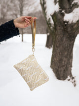 Josephine Embroidered Gold and White Wristlet Purse from Ash & Rose