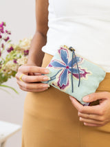 Enchanting Azure Embroidered Mini Pouch from Ash & Rose