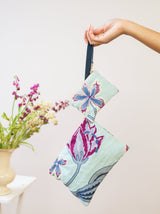Enchanting Azure Embroidered Mini Pouch from Ash & Rose