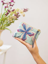 Enchanting Azure Embroidered Mini Pouch from Ash & Rose
