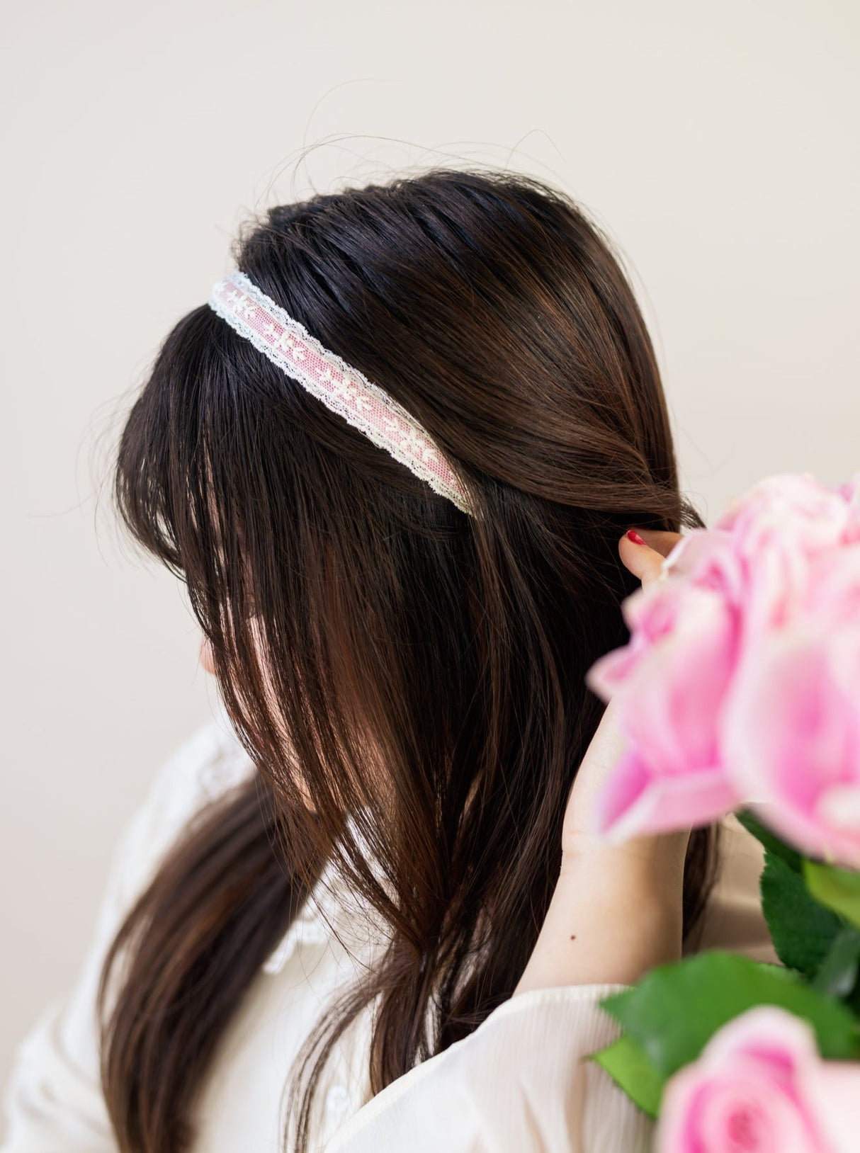 Blush Lace Skinny Headband from Ash & Rose