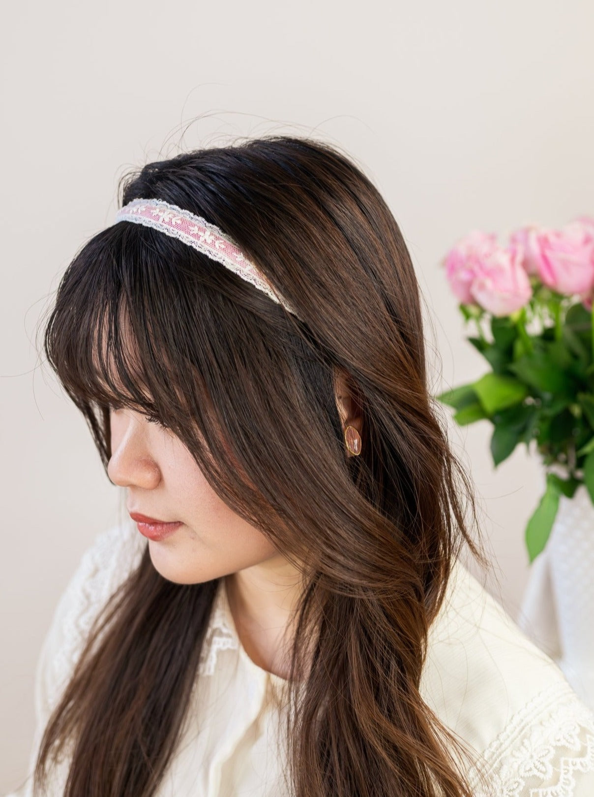 Blush Lace Skinny Headband from Ash & Rose