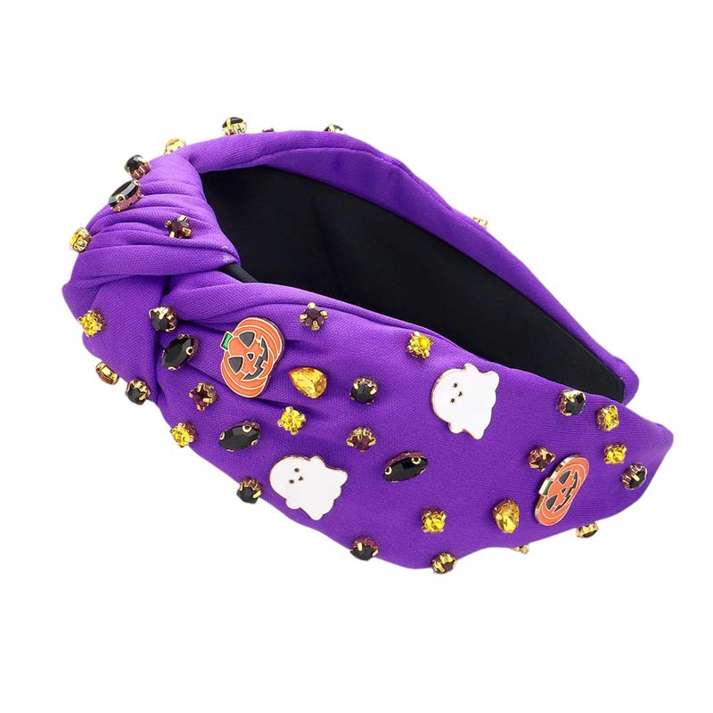 Enamel Halloween Charm Stone Cluster Embellished Knot Headband from Madeline Love