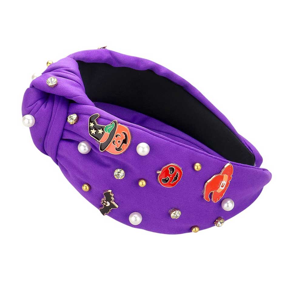 Enamel Halloween Charm Stone Cluster Embellished  Headband  from Madeline Love