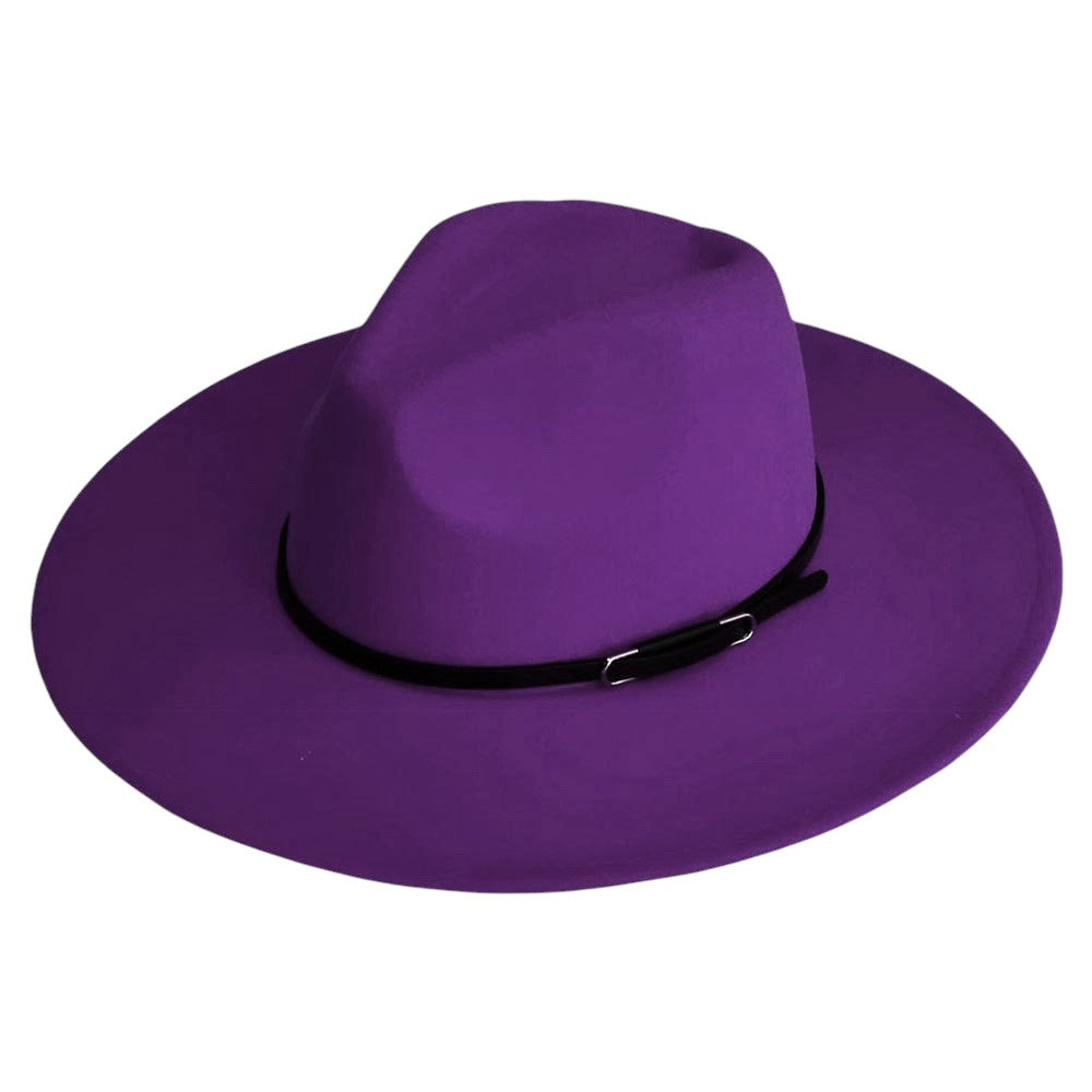 Faux Leather Band Solid Panama Hat from Madeline Love