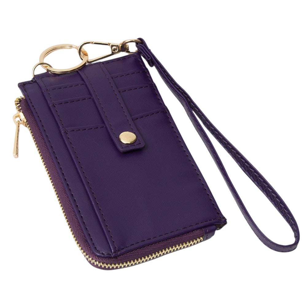 Faux Leather Basket Weave Flat Card Holder Wallet with Wristlet  from Madeline Love