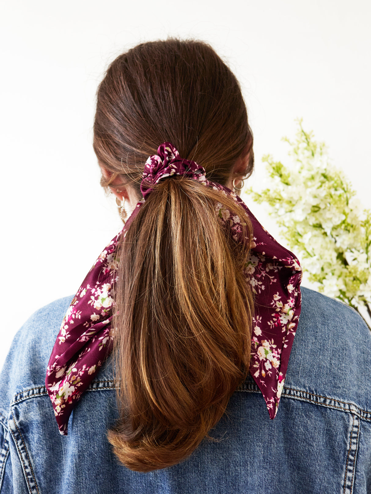 Purple Satin Scarf Scrunchie from Ash & Rose