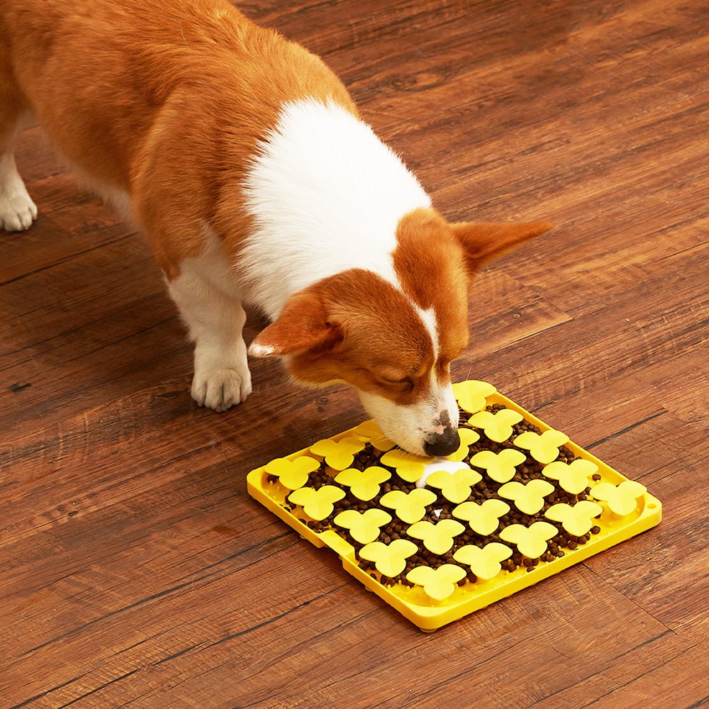 Dog Puzzle Mat - Slow Feeding Mat(Yellow) From PuzzleFeeder - Slower than a slow feeder