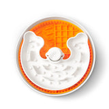 Dog Puzzle Licker Junior - Triple Textures, Triple Fun - for S/M Breeds (Orange) From PuzzleFeeder - Slower than a slow feeder
