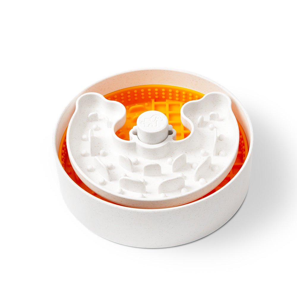 Dog Puzzle Licker Junior - Triple Textures, Triple Fun - for S/M Breeds (Orange) From PuzzleFeeder - Slower than a slow feeder