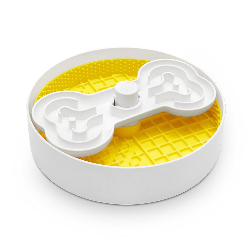 Puzzle Licker Maze - Triple Textures, Triple Fun (Yellow) From PuzzleFeeder - Slower than a slow feeder