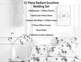 DaDa Bedding Bed in a Bag Bundle Set - Radiant Sunshine Yellow Hummingbirds Floral Bedding Set (JHW-925) from DaDalogy Bedding Collection