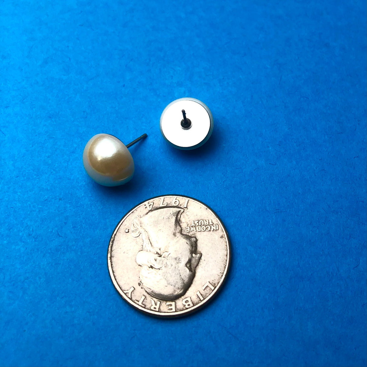 Antique Pearl Small Retro Button Stud Earrings from Leetie Lovendale