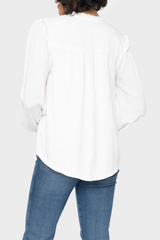 Smocked Yoke Tie Neck Blouson Sleeve Blouse from Gibsonlook