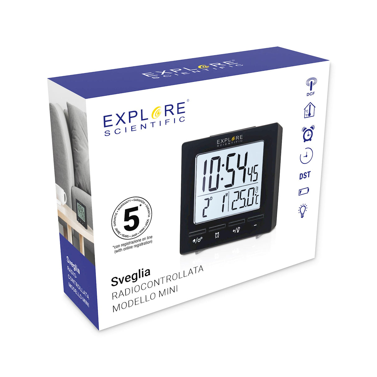 Explore Scientific Compact Radio Controlled Alarm Clock from Explore Scientific
