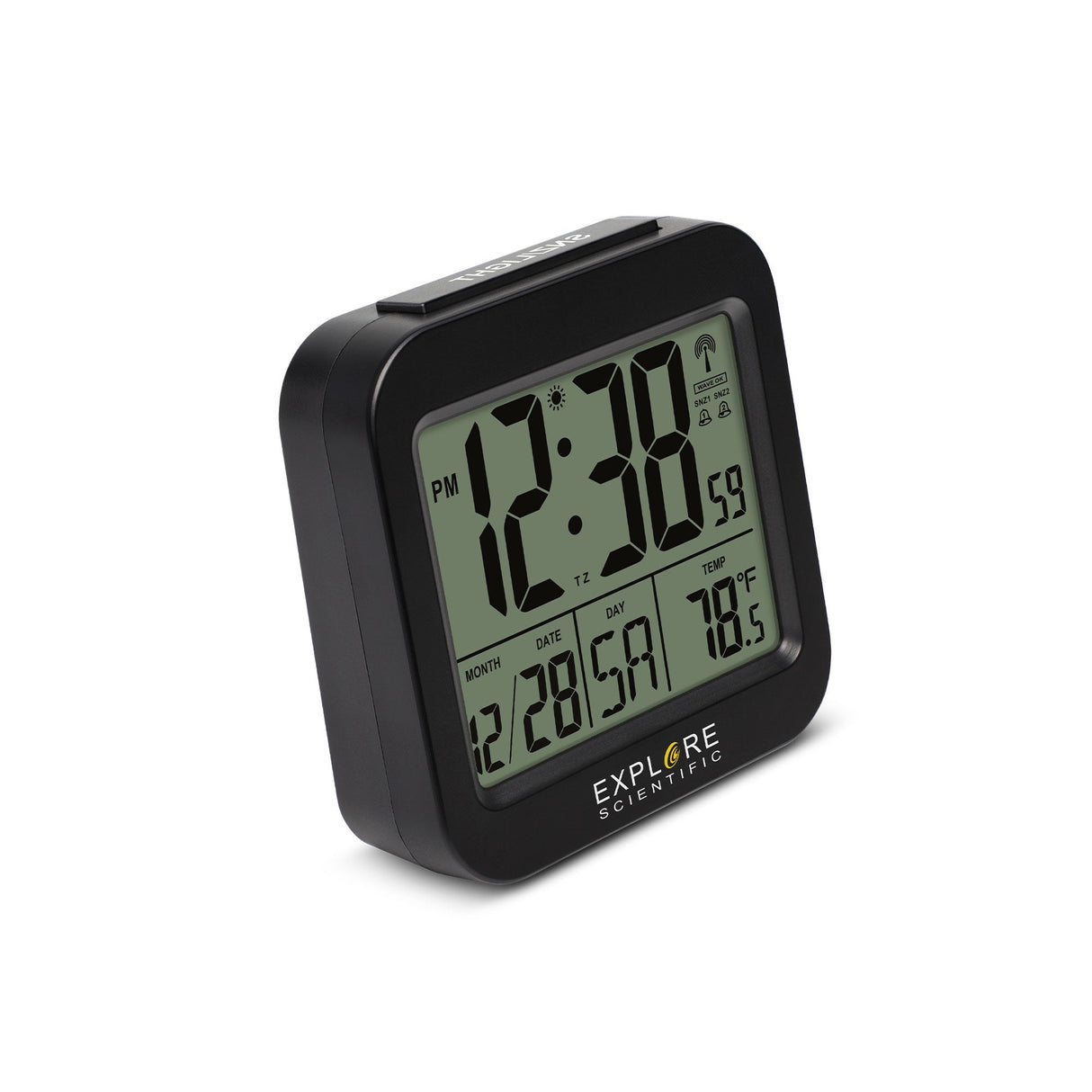Explore Scientific Travel Alarm with radio-controlled Clock and Indoor Temperature Display from Explore Scientific