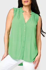 Sleeveless Smocked Yoke Blouse from Gibsonlook