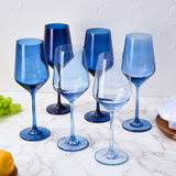 Blue Winter Christmas Wine Glasses | Set of 12 | Navy Colors from The Wine Savant