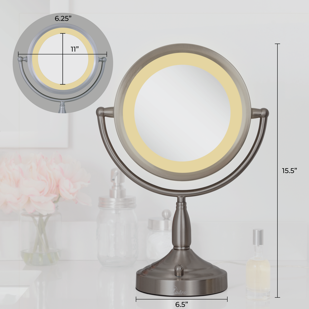 Lighted Makeup Mirror with Magnification from Zadro