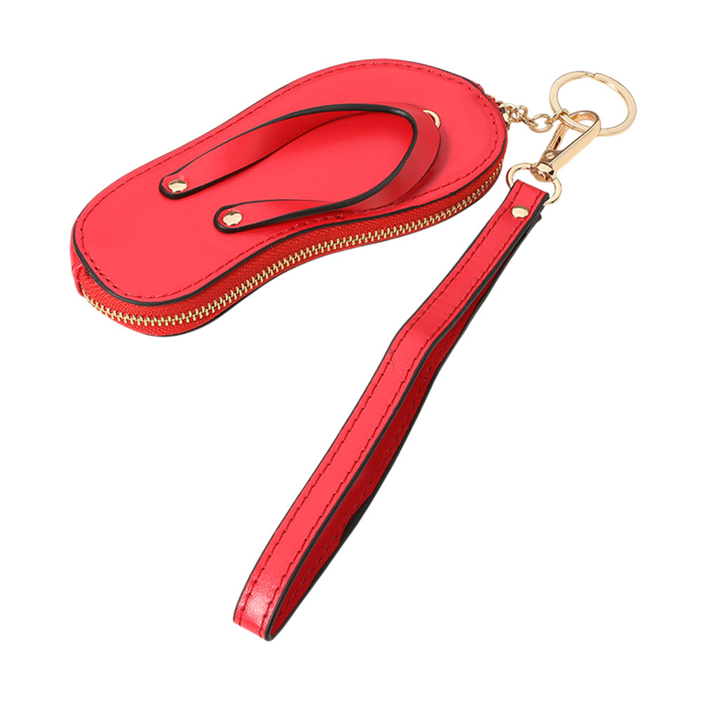 Faux Leather Flip-flop Mini Wristlet Bag Charm Coin Purse  from Madeline Love