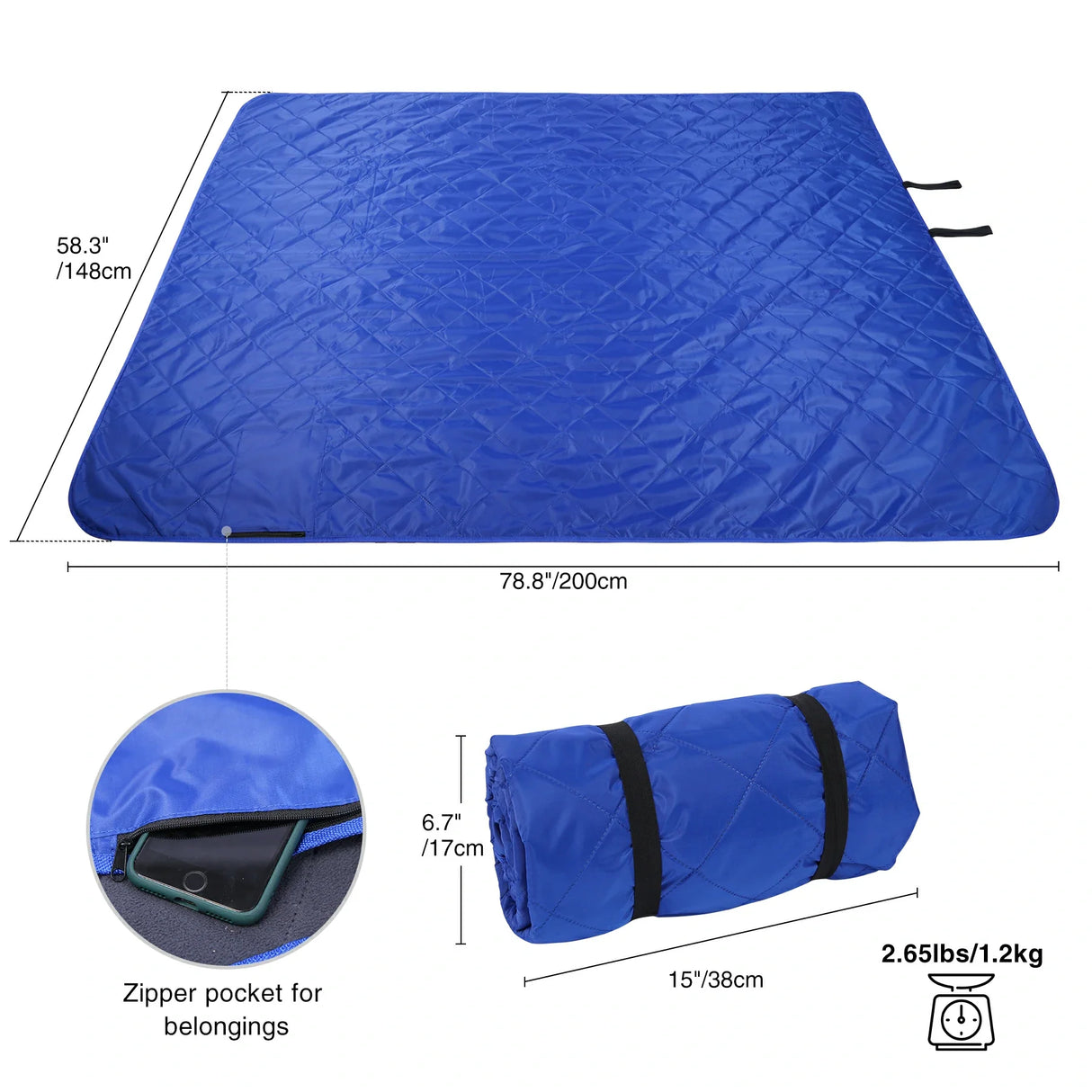 Outdoor Waterproof Blanket with Warm Fleece From Redcamp