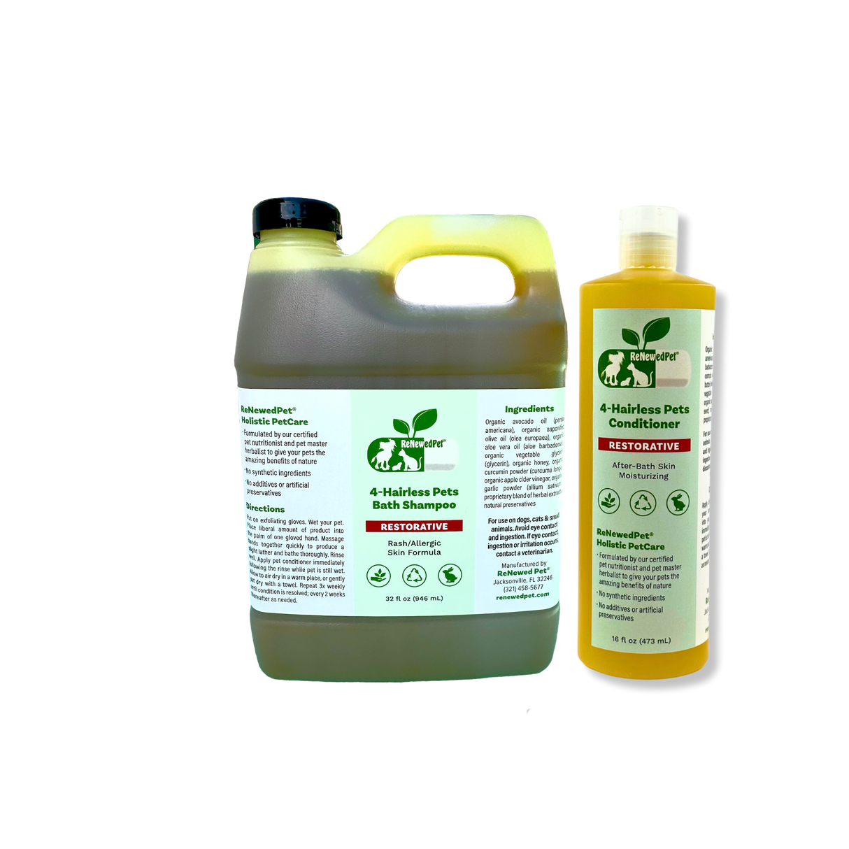 4-HAIRLESS PETS RESTORATIVE SHAMPOO & CONDITIONER from ReNewedPet