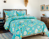 Tache Butterfly Wonderland Cotton Aqua Floral Duvet Cover (2142) from Tache Home Fashion