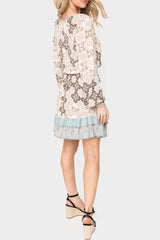 Boho Mixed Print Drawstring Ruffle Dress from Gibsonlook
