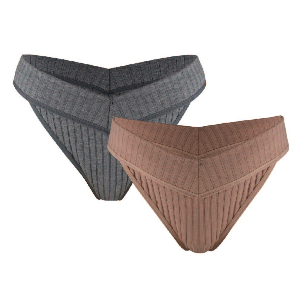 Ribbed Cotton Blend Thong 2 Pack Underwear from The Bra Lab