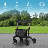 Foldable Wheeled Walker with Backrest and Bag - Adjustable Height, Lightweight, and Sturdy Design for Enhanced Mobility Support from Pursonic