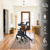 Foldable Wheeled Walker with Adjustable Height, 9-Inch Front and 8-Inch Rear Wheels, 300 lb Capacity from Pursonic