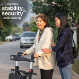 Foldable Wheeled Walker with Adjustable Height, 9-Inch Front and 8-Inch Rear Wheels, 300 lb Capacity from Pursonic