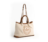 RUTH - Off White/Tan Vegan Canvas Tote from Gunas New York