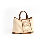 RUTH - Off White/Tan Vegan Canvas Tote from Gunas New York