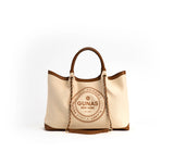 RUTH - Off White/Tan Vegan Canvas Tote from Gunas New York