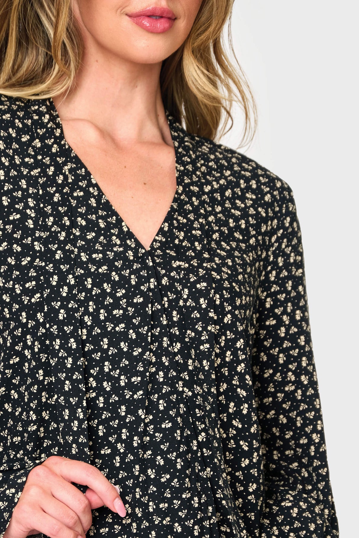 Long Sleeve Surplice Blouse With Ruffle Sleeve from Gibsonlook