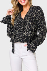 Long Sleeve Surplice Blouse With Ruffle Sleeve from Gibsonlook