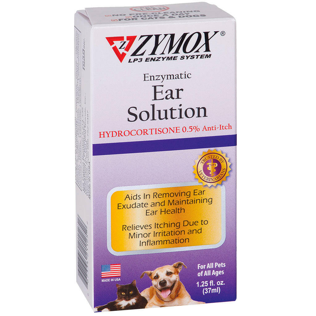 Zymox Ear Solution with 0.5% Hydrocortisone for Dogs & Cats (1.25 oz) from HardyPaw