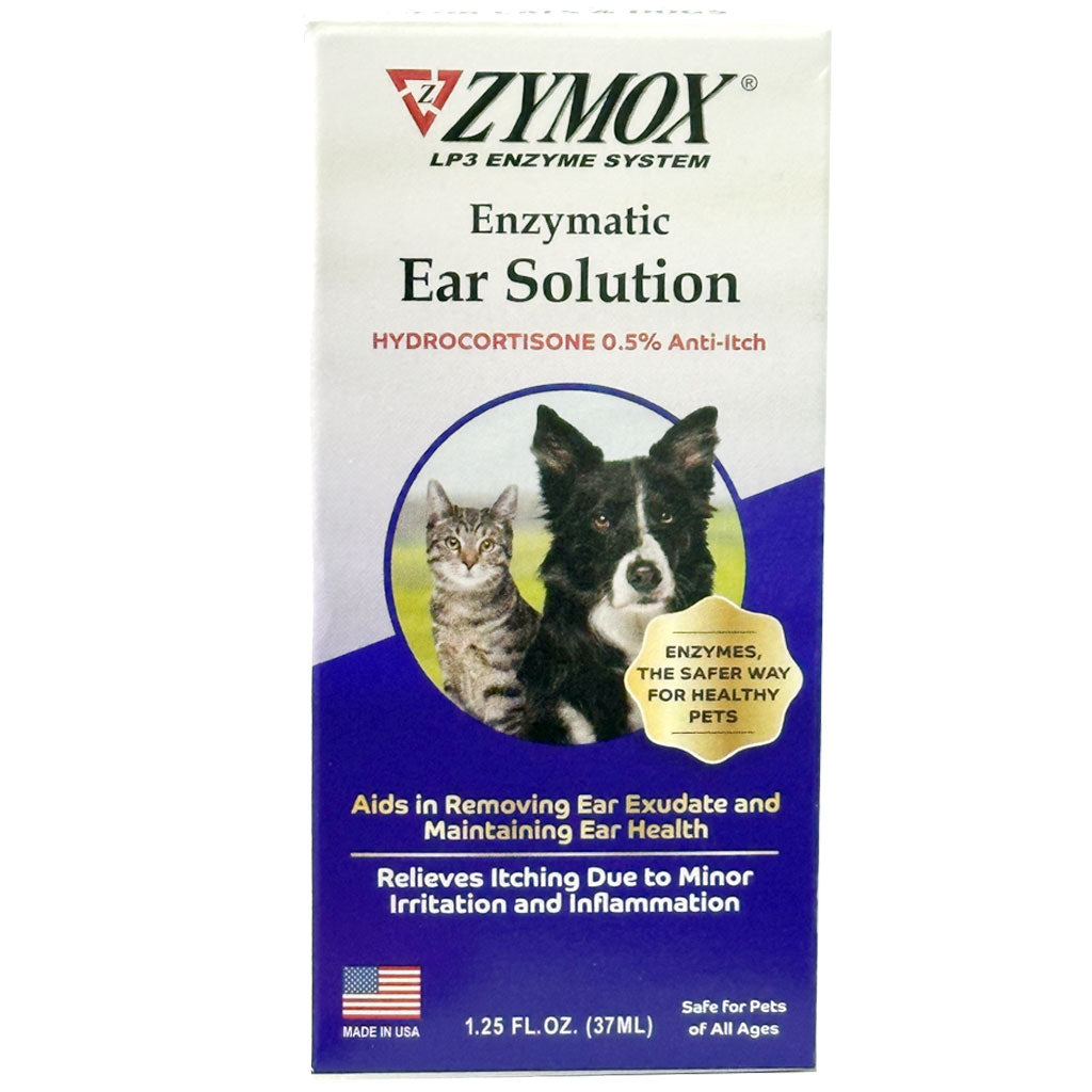 Zymox Ear Solution with 0.5% Hydrocortisone for Dogs & Cats (1.25 oz) from HardyPaw