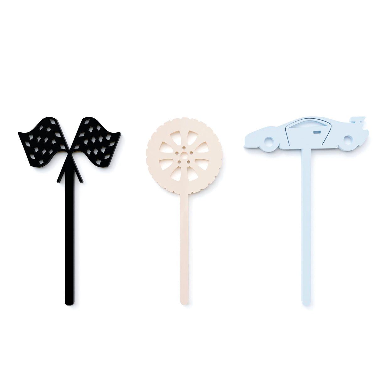 Race Car Acrylic Cupcake Toppers, Set of 12 from The Cotton & Canvas Co.