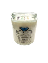 Classic 9oz Jam Jar Crystal Soy Candle - Rainbows & Unicorns (Fluorite) from Evolve Botanica