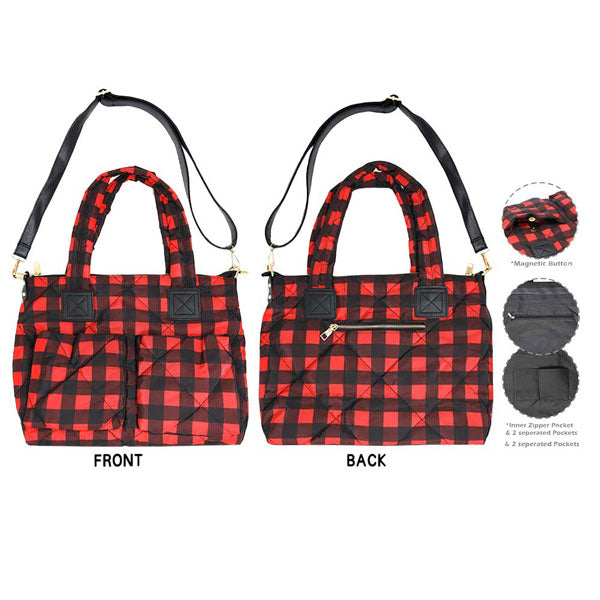 Buffalo Check Puffer Tote Bag  from Madeline Love