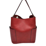 2-in-1 Chic Satchel Side Pocket Bucket Bag with Long Strap from Madeline Love