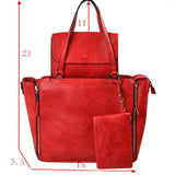 3 in 1 Side Zipper Women's Tote Handbag set  from Madeline Love