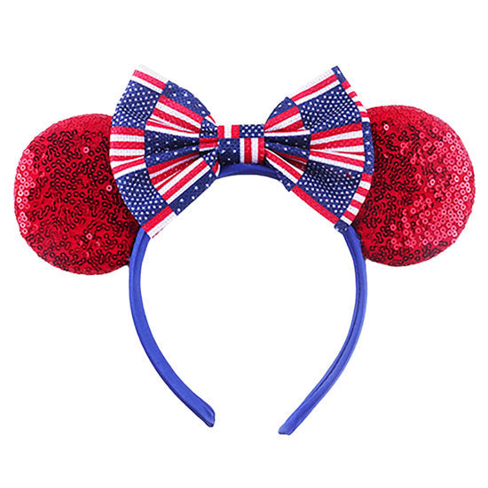 American USA Flag Ribbon Ear Headband from Madeline Love