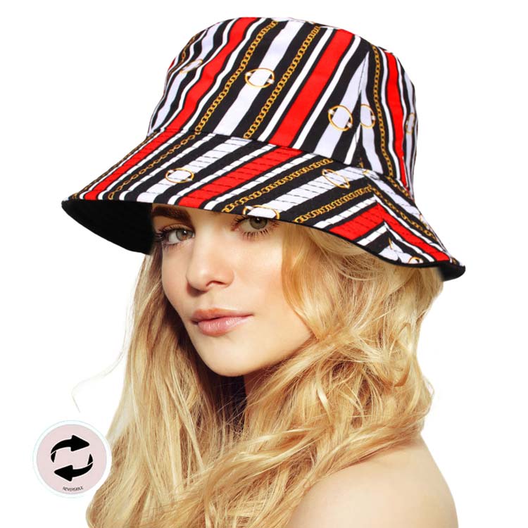 Attractive Reversible Chain Patterned Bucket Hat from Madeline Love