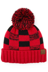 C.C Buffalo Check Beanie with Pom Hat from Madeline Love