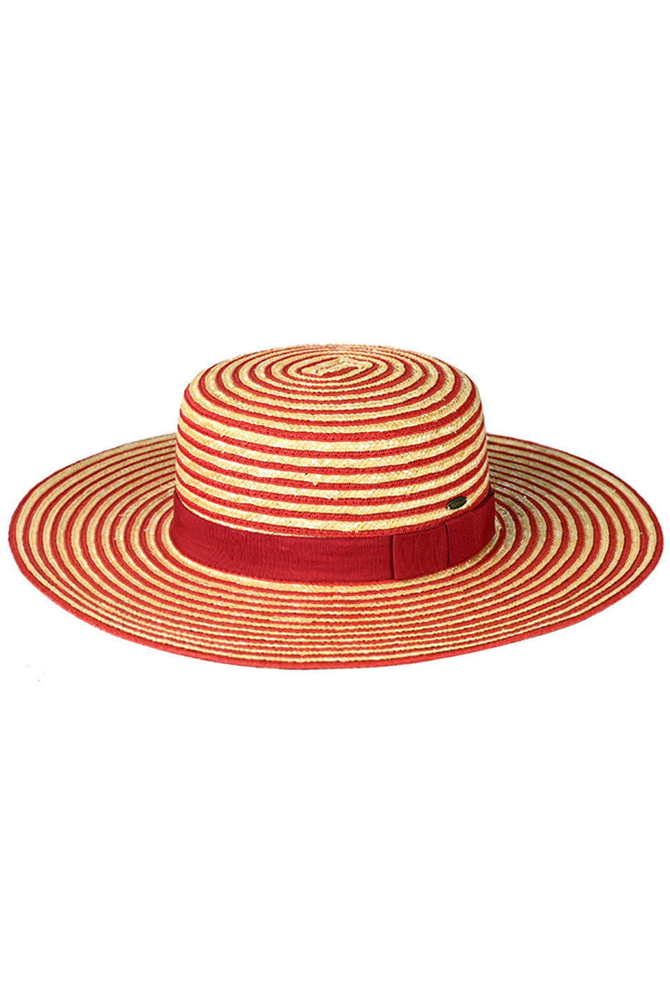 C.C Stripe Pattern Boater Sun Hat from Madeline Love